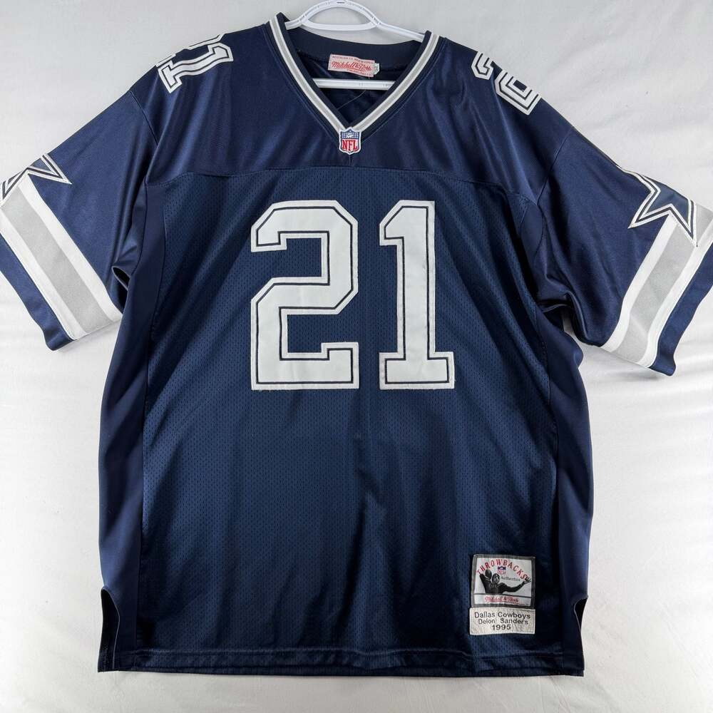 1137 Mitchell & Ness Dallas Cowboys Deion Sanders 1995 Throwback Jersey Size 52 - Picture 2 of 6
